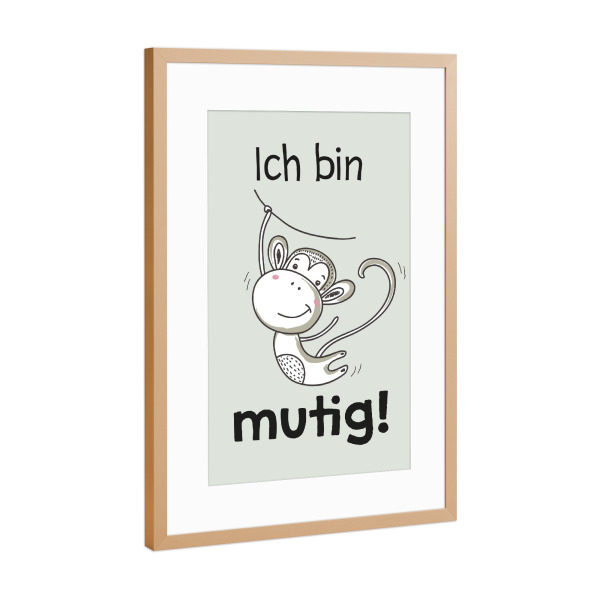 Poster mit Rahmen Kupfer "KIDS art - Affirmationsbild mutig" artboxONE - Typografie,Tiere