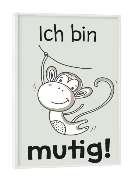 Poster mit weißem Rahmen "KIDS art - Affirmationsbild mutig" artboxONE - Typografie,Tiere