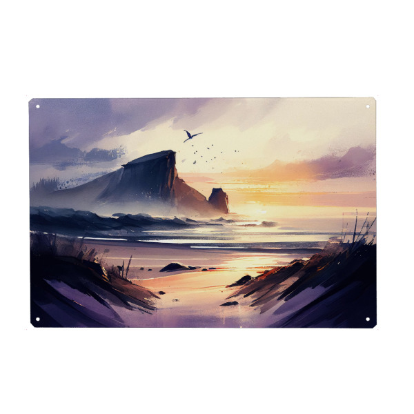 Holzbild "Weg zum Strand - Wasserfarbe" artboxONE - Natur,Reise / Strand und Meer