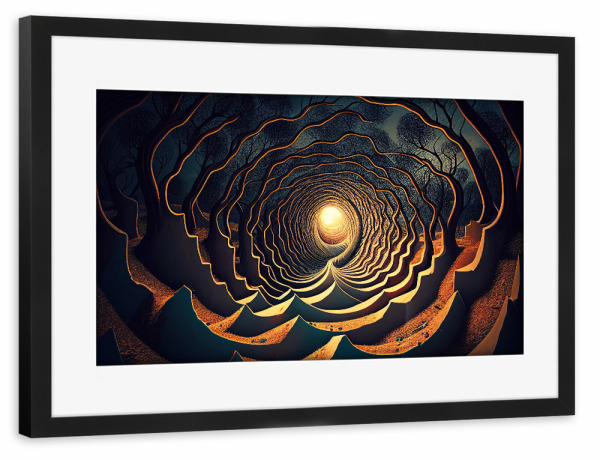 Poster mit Rahmen schwarz "Surreale wackelige Spirale" artboxONE - Abstrakt