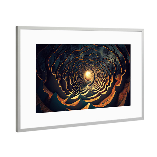 Poster mit Rahmen Silber "Surreale wackelige Spirale" artboxONE - Abstrakt