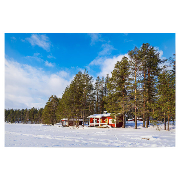 Poster "Schnee, Holzhütte, Wald" artboxONE - Natur,Reise,Architektur,Reise / Länder
