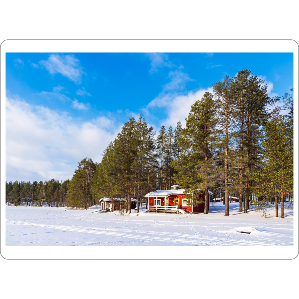 Tischset "Schnee, Holzhütte, Wald" artboxONE - Natur,Reise,Architektur,Reise / Länder