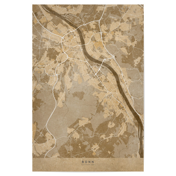 Poster "Sepiakarte von Bonn Deutschland" artboxONE - Kartografie - Bonn,Deutschland,Braun,Sepia,Jahrgang,Karte,Antik