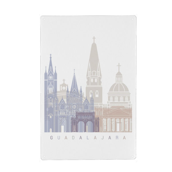 Holzbild "GUADALAJARA-SKYLINE-PASTELL" artboxONE - Städte,Architektur