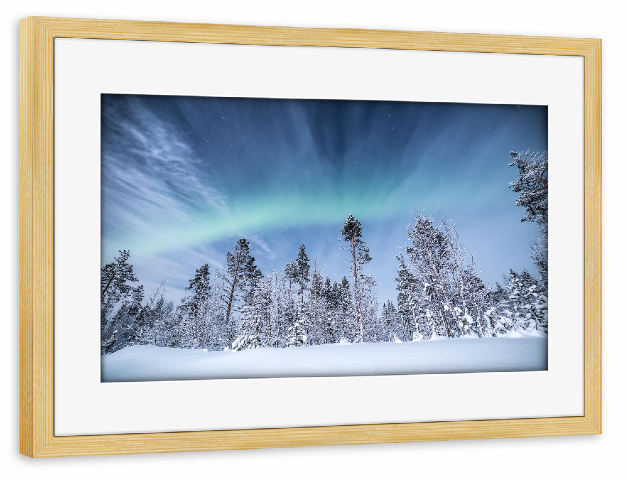 Poster mit Rahmen kiefer "Nordische Winternacht" artboxONE - Natur,Reise