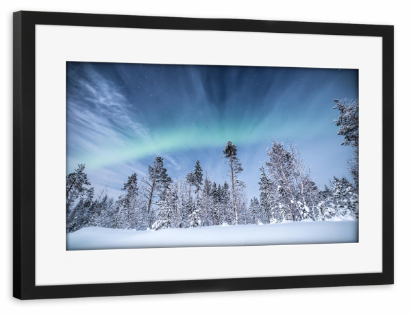Poster mit Rahmen schwarz "Nordische Winternacht" artboxONE - Natur,Reise