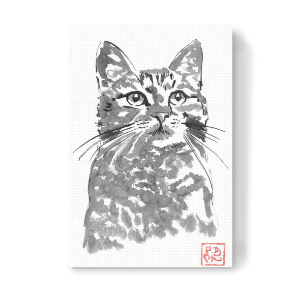 Leinwandbild "Tapfere Katze" artboxONE - Tiere - Katze,Sumie,Japan