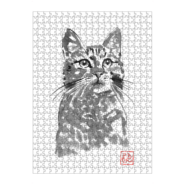 Puzzle Ravensburger "Tapfere Katze" artboxONE - Tiere - Katze,Sumie,Japan - Bild katze