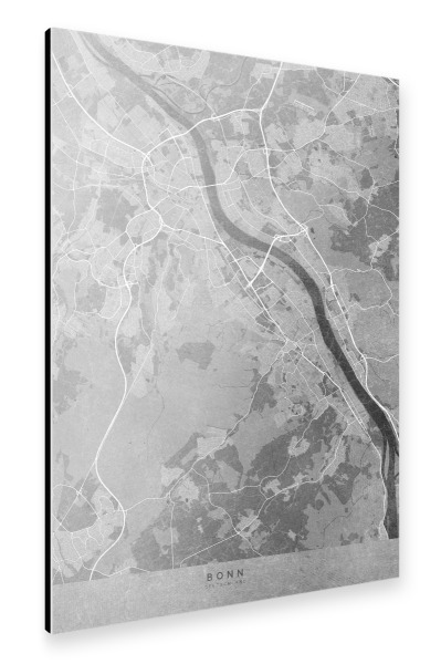 Alu-Dibond "Graue Karte von Bonn Deutschland" 30x20 cm artboxONE