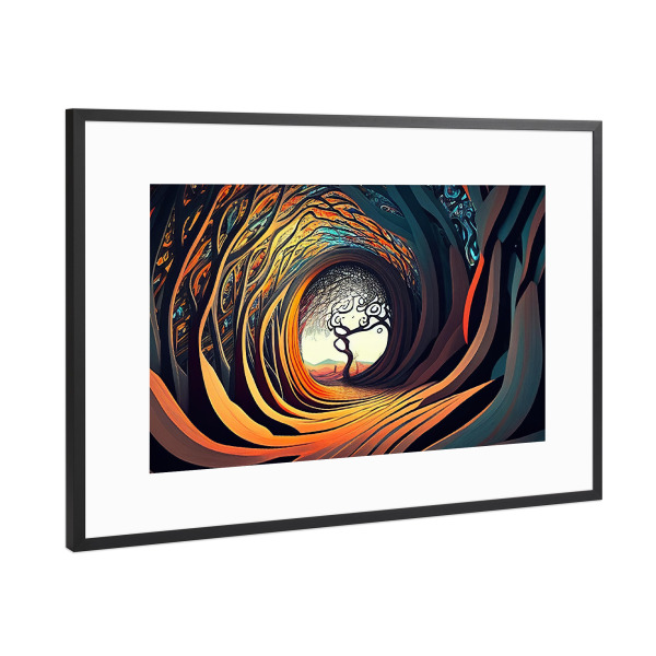 Poster mit Rahmen Schwarz (Metallic) "Malen von verdrehten Bäumen" artboxONE - Abstrakt