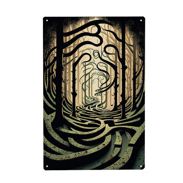 Holzbild "Labyrinth Waldmalerei" artboxONE - Abstrakt