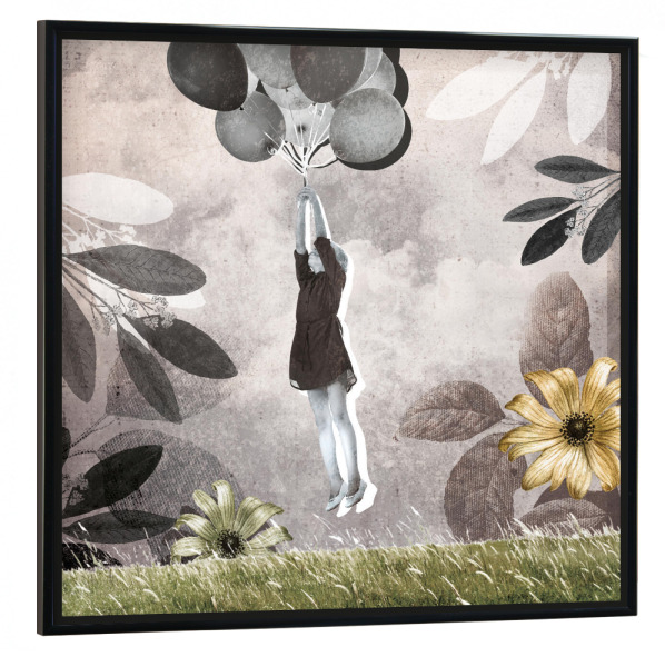 Poster mit schwarzem Rahmen 30x30 cm "Gedenkbild Kind mit Ballon" artboxONE - Für Kinder,Für Mama,Für Papa