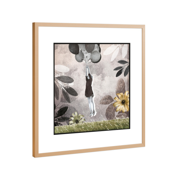 Poster mit Rahmen Kupfer "Gedenkbild Kind mit Ballon" artboxONE - Für Kinder,Für Mama,Für Papa