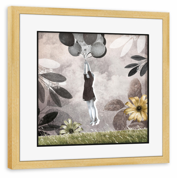 Poster mit Rahmen kiefer "Gedenkbild Kind mit Ballon" artboxONE - Für Kinder,Für Mama,Für Papa