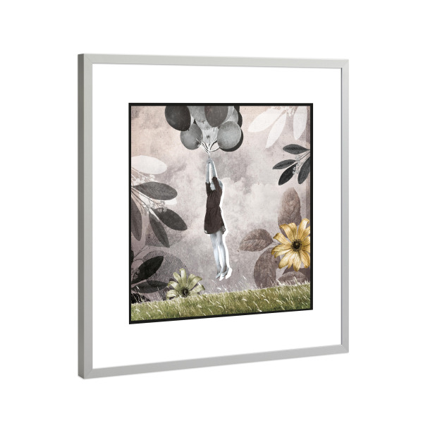 Poster mit Rahmen Silber "Gedenkbild Kind mit Ballon" artboxONE - Für Kinder,Für Mama,Für Papa