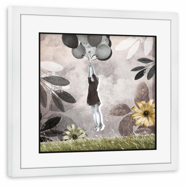 Poster mit Rahmen weiß "Gedenkbild Kind mit Ballon" artboxONE - Für Kinder,Für Mama,Für Papa