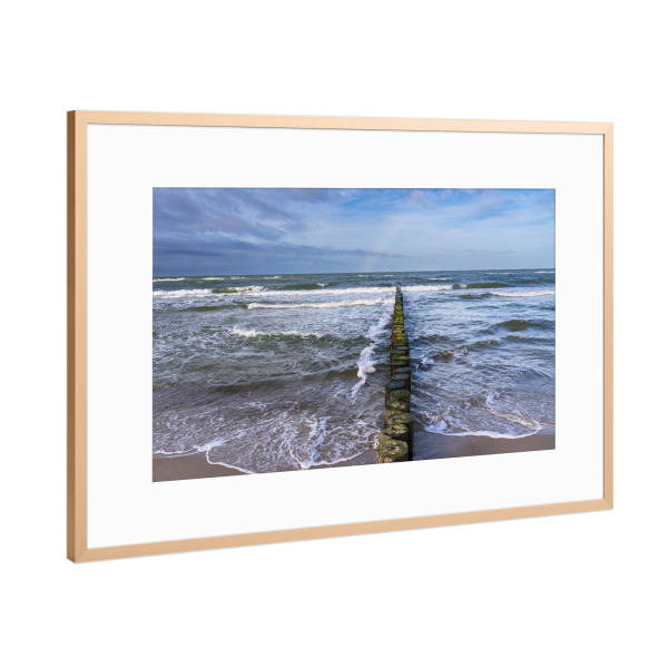 Poster mit Rahmen Kupfer "Wolken, Strand, Wellen, Meer" artboxONE - Natur,Reise,Reise / Strand und Meer
