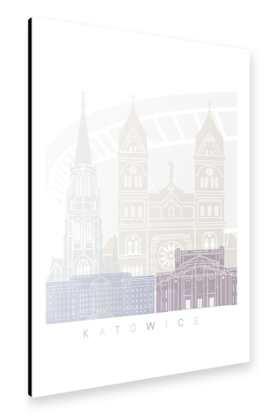 Alu-Dibond "KATOWICE SKYLINE PASTELL" 30x20 cm artboxONE