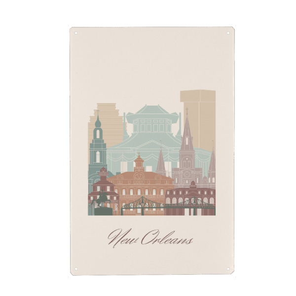 Holzbild "Salbeigrüne Skyline-New Orleans" artboxONE - Städte,Reise,Architektur,Kartografie