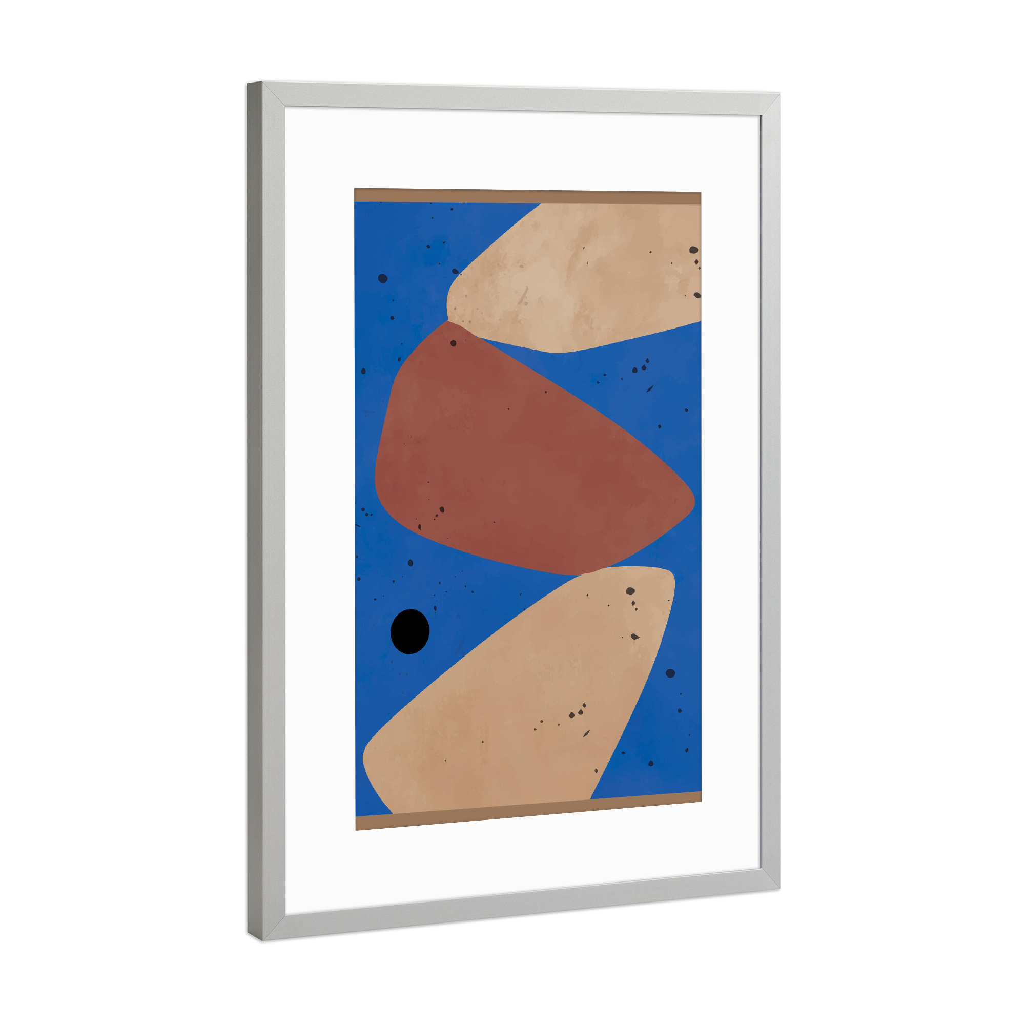 Poster mit Rahmen Silber "MODERN ART - BLUE ISLAND" artboxONE - Abstrakt - Japandi,Modern,Art,Ibiza,Kunstdruck,Geschenk,Einrichtung,Abstrakt,Kunst