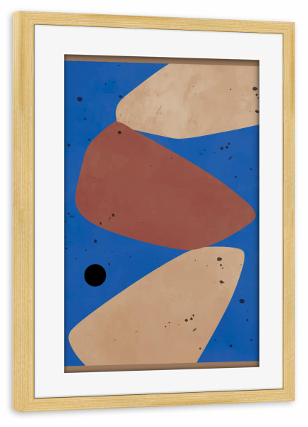 Poster mit Rahmen kiefer "MODERN ART - BLUE ISLAND" artboxONE - Abstrakt - Japandi,Modern,Art,Ibiza,Kunstdruck,Geschenk,Einrichtung,Abstrakt,Kunst