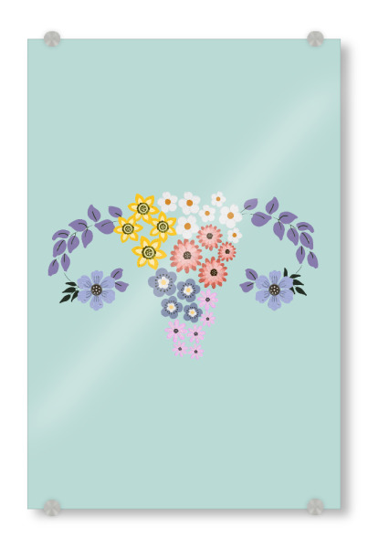 Acrylglasbild "Gemalte Blumenmutter" artboxONE - Floral,Menschen - Gebärmutter,Blumen,Blumen,Natur,Frauenrechte,Weiblichkeit,Liebe,Malerei