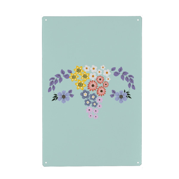 Holzbild "Gemalte Blumenmutter" artboxONE - Floral,Menschen - Gebärmutter,Blumen,Blumen,Natur,Frauenrechte,Weiblichkeit,Liebe,Malerei