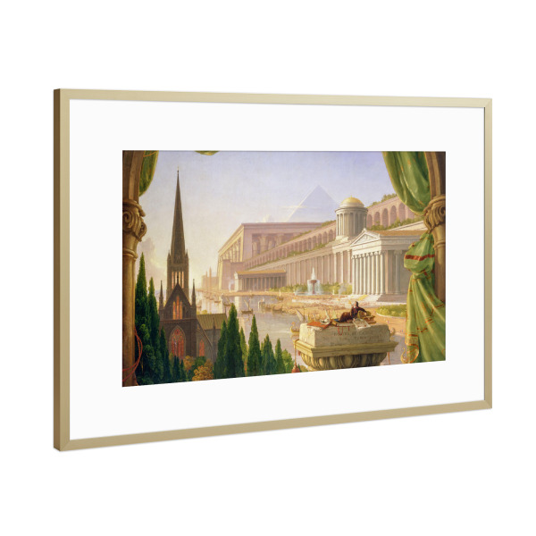 Poster mit Rahmen Gold "Der Traum des Architekten" artboxONE - Städte,Architektur,Für Mama,Für Papa