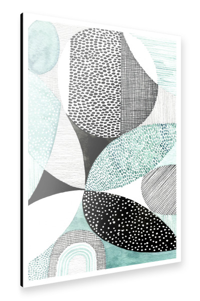 Alu-Dibond "Susan Black - Mid Century Aqua" 30x20 cm artboxONE