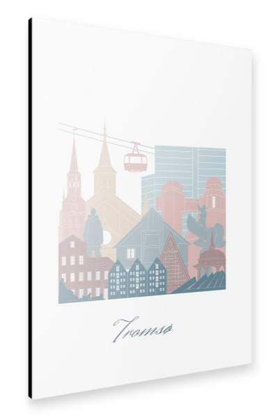Alu-Dibond "Skyline von Tromsø in Erdtönen" 30x20 cm artboxONE