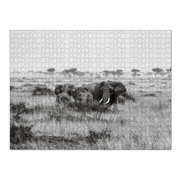 Puzzle Ravensburger "Elefantenerde in der Masai Mara" artboxONE - Natur,Tiere,Reise / Afrika