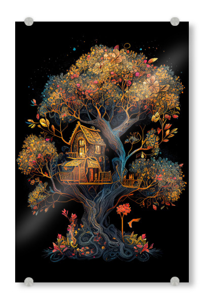 Acrylglasbild "Fantasievolles Baumhaus" artboxONE - Abstrakt