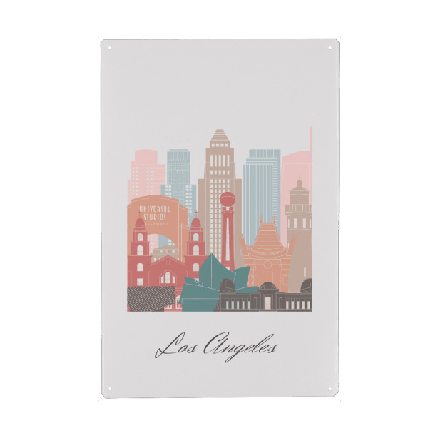 Holzbild "Skyline-Pastell von Los Angeles" artboxONE - Städte,Reise,Architektur,Städte / Los Angeles,Kartografie