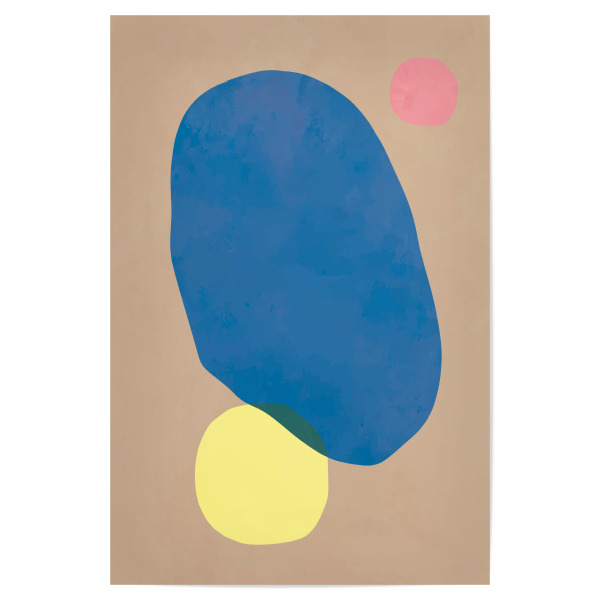 Poster "BLUE YELLOW PINK ART - THIRD" artboxONE - Abstrakt - Japandi,Modern,Art,Ibiza,Kunstdruck,Geschenk,Einrichtung,Abstrakt,Kunst