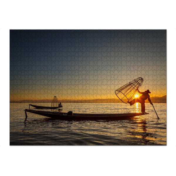 Puzzle Ravensburger "Der Sonnenuntergang am Inle See" artboxONE - Reise / Asien