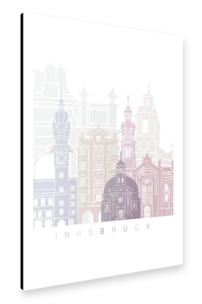 Alu-Dibond "INNSBRUCK SKYLINE PASTELL" 30x20 cm artboxONE