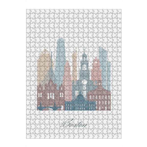 Puzzle Ravensburger "Skyline von Boston in Erdtönen" artboxONE - Städte,Reise,Architektur,Städte / Boston,Kartografie