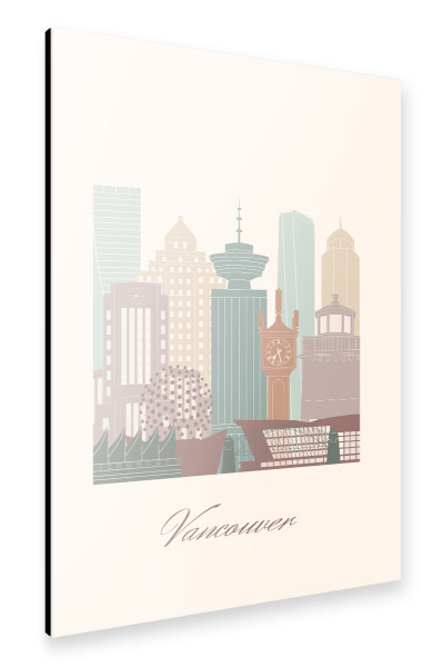 Alu-Dibond "Skyline von Vancouver-Salbeigrün" 30x20 cm artboxONE