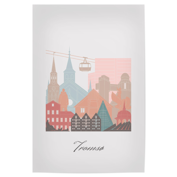 Poster "Tromsø Skyline im Pastellstil" artboxONE - Städte,Reise,Architektur,Kartografie