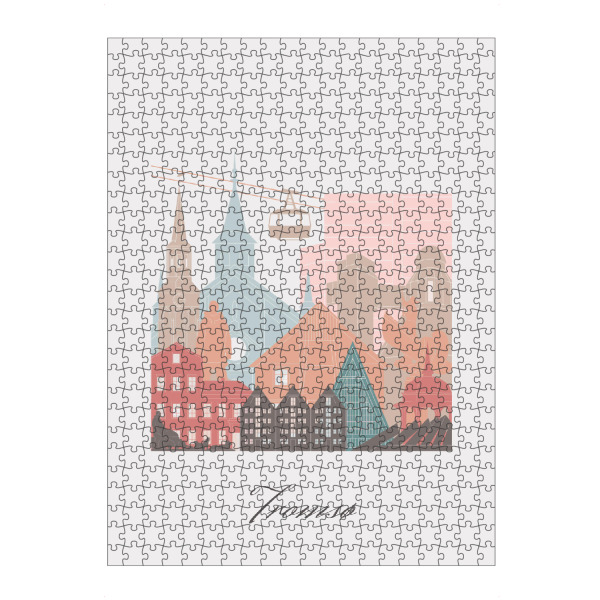 Puzzle Ravensburger "Tromsø Skyline im Pastellstil" artboxONE - Städte,Reise,Architektur,Kartografie