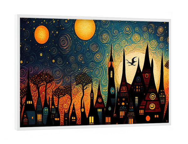 Poster mit weißem Rahmen "Malerei der Skyline der Stadt" artboxONE - Städte,Abstrakt