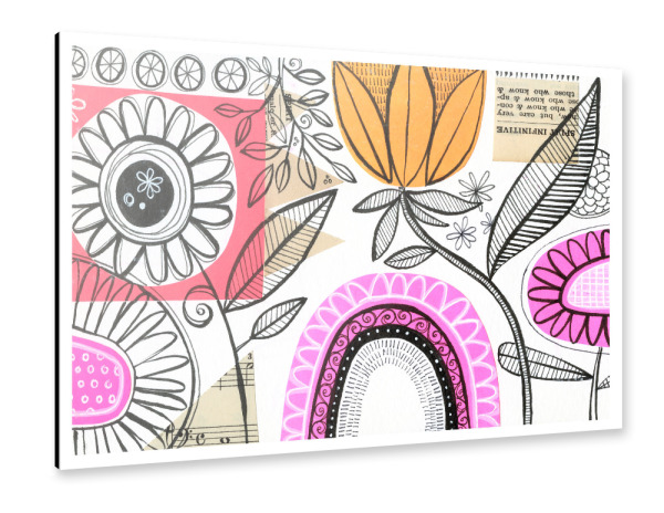Alu-Dibond "Susan Black - Flower Collage Duo" 30x20 cm artboxONE