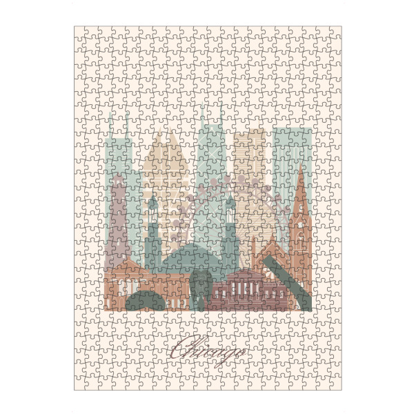 artboxONE Puzzle "Skyline von Chicago-Salbeigrün" artboxONE - Städte,Reise,Architektur,Städte / Chicago,Kartografie