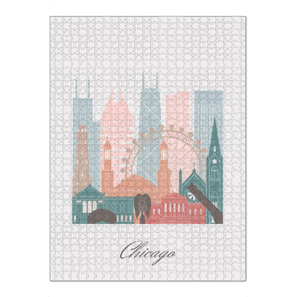 Puzzle Ravensburger "Pastellfarbene Skyline von Chicago" artboxONE - Städte,Reise,Architektur,Städte / Chicago,Kartografie