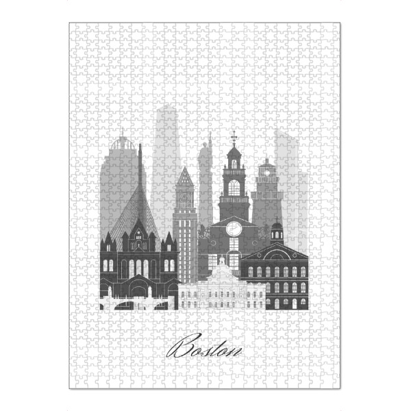 Puzzle Ravensburger "Boston Skyline schwarz-weiß" artboxONE - Städte,Reise,Architektur,Städte / Boston,Kartografie