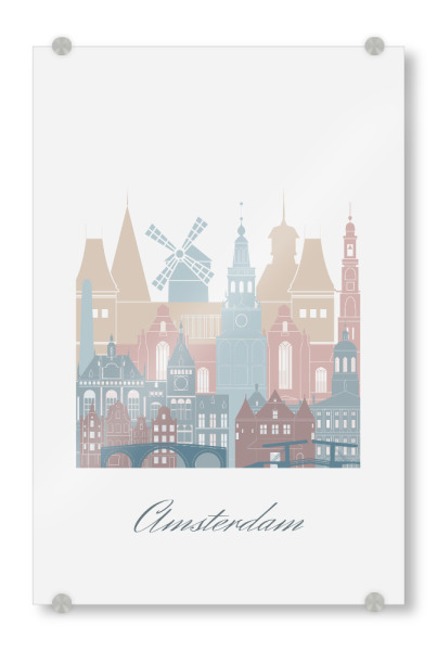 Acrylglasbild "Erdtöne der Skyline von Amsterdam" artboxONE - Städte,Reise,Architektur,Städte / Amsterdam,Kartografie