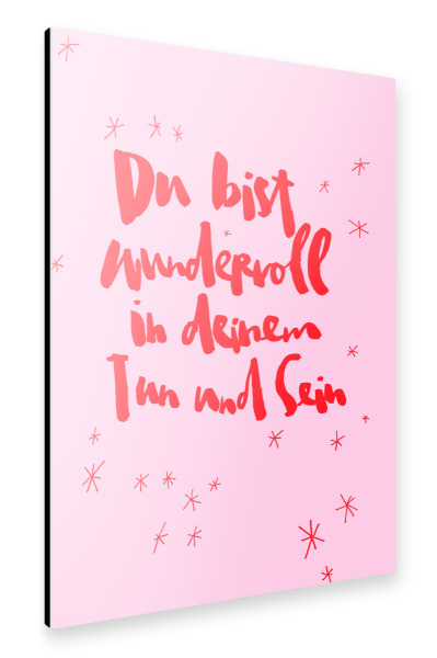 Alu-Dibond "Wundervoll - Brush Lettering" 30x20 cm artboxONE