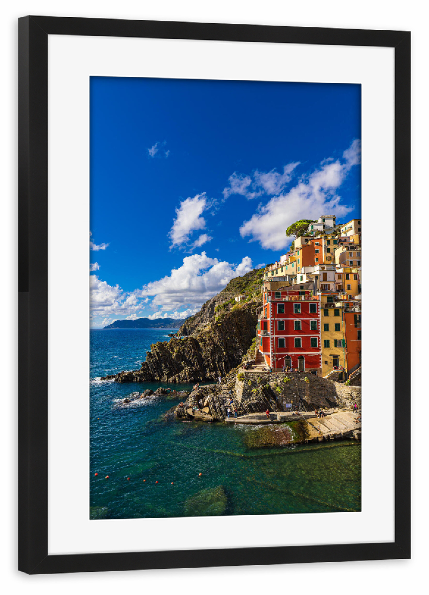 Poster mit Rahmen schwarz "Häuser, Küste, Meer" artboxONE - Natur,Reise,Architektur,Reise / Strand und Meer,Reise / Länder