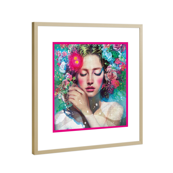 Poster mit Rahmen Gold "LINEN - WOMAN PINK FRAME" artboxONE - Abstrakt,Für Mama,Für Papa